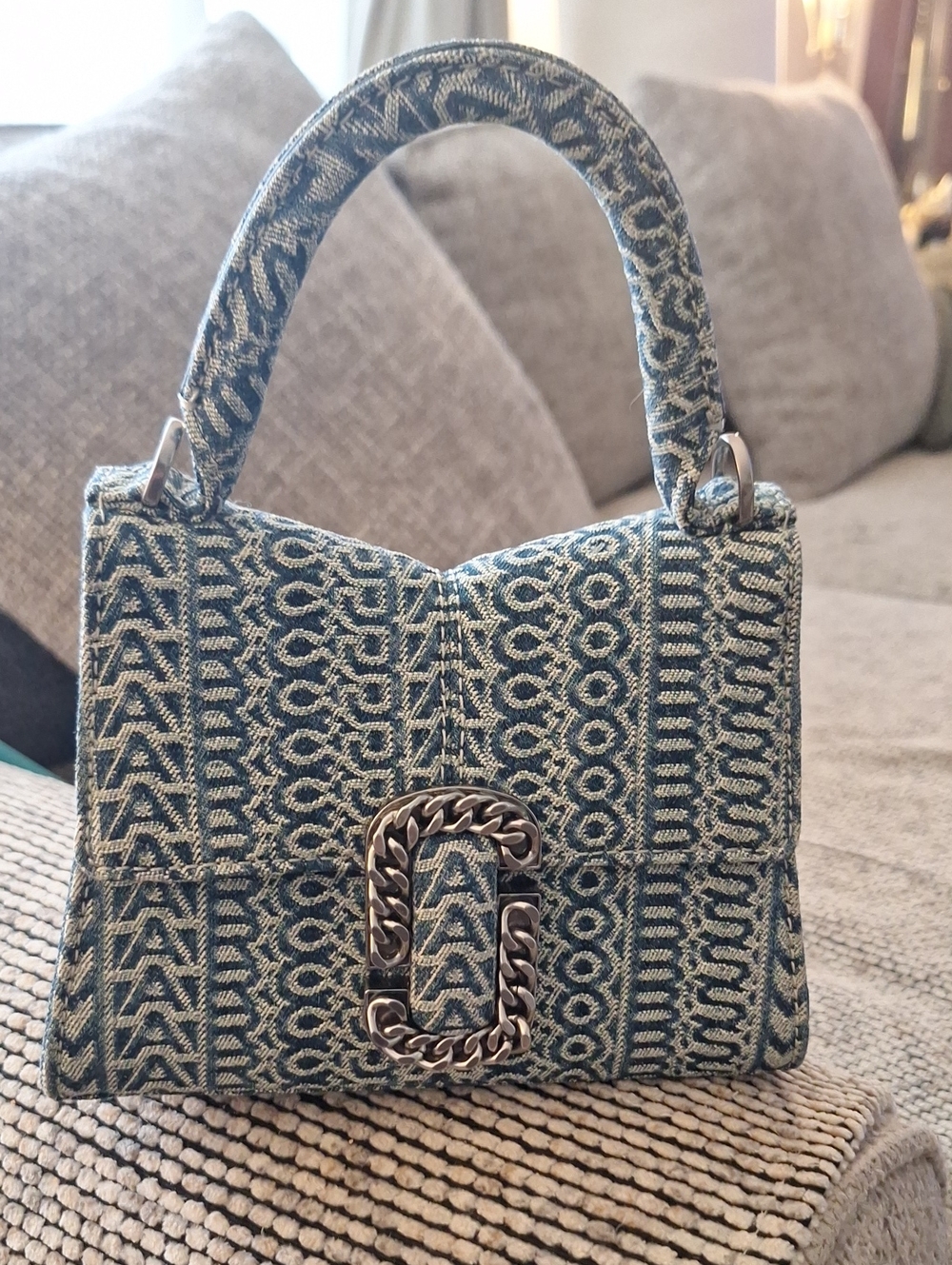 Marc Jacobs Blue Patterned Mini Top-Handle Bag
